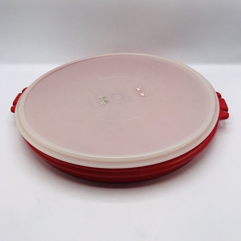 Tupperware 405-9 Red Divided Party Susan Vegetable Relish Serving Tray Lid